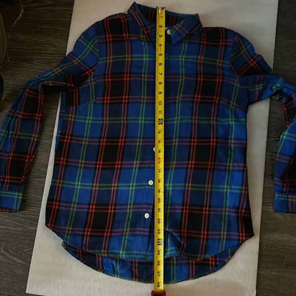 Old Navy Blue Plaid Button Down M Preppy Grunge Festival Beach Gorpcore Western - Picture 8 of 11